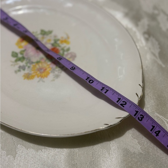 Vintage  Yellow and White Round Serveware Plate with Floral Design - Picture 8 of 9